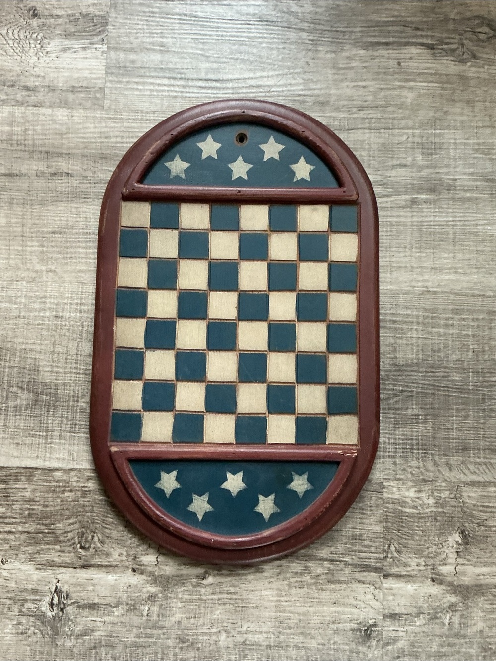 Patriotic Checkerboard Wall Plaque - Blue and Red